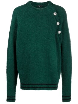 Balmain: Зелёный свитер 