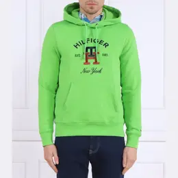 Tommy Hilfiger: Зелёная толстовка 
