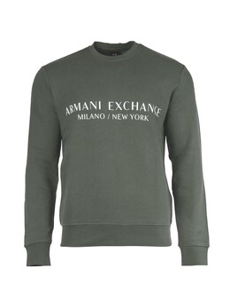 Armani Exchange: Зелёная толстовка 