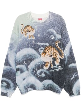 Kenzo: Синий свитер  Tiger