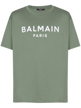Balmain: Зелёная футболка 