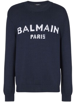 Balmain: Синий свитер 