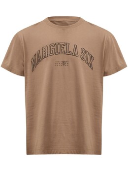 MM6 Maison Margiela: Коричневая футболка 