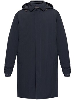 Moncler: Синее пальто 