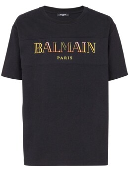 Balmain: Футболка с вышивкой 