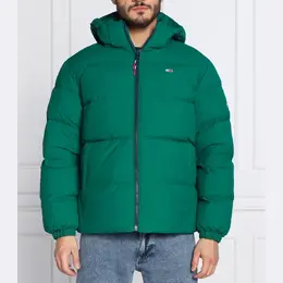 Tommy Hilfiger: Зелёный пуховик  Essential