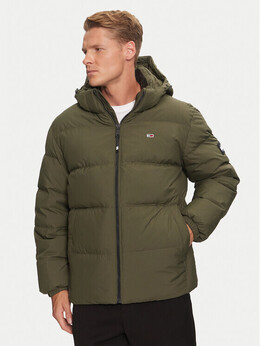 Tommy Jeans: Зелёный пуховик 