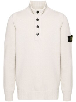 Stone Island: Белый свитер  Compass