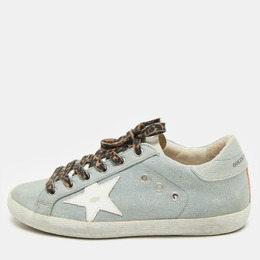 Golden Goose: Голубые кроссовки  Superstar