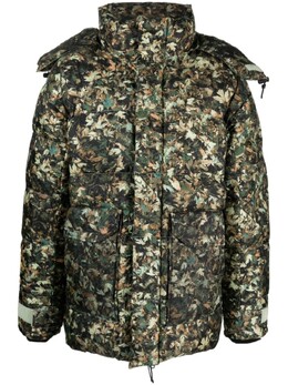 The North Face: Пуховик с принтом 