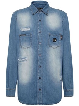 Philipp Plein: Джинсовая рубашка  Skull