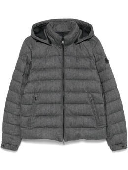 Moncler: Серый пуховик 