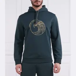 Armani Exchange: Зелёная толстовка 