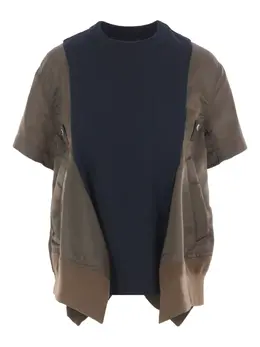 sacai: Зелёная футболка 