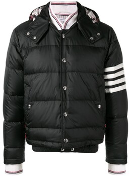 Thom Browne: Чёрный пуховик  4-Bar