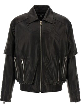 Balmain: Кожаная куртка 