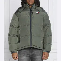 Tommy Hilfiger: Пуховик цвета хаки 