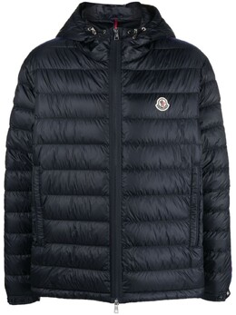 Moncler: Синий пуховик 