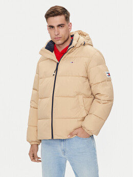 Tommy Jeans: Бежевый пуховик 