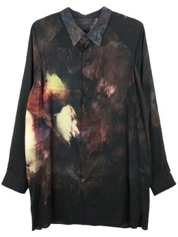 Yohji Yamamoto: Рубашка с абстрактным принтом 