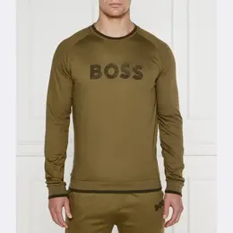 BOSS: Толстовка цвета хаки 