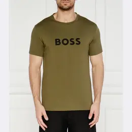 BOSS: Зелёная футболка 