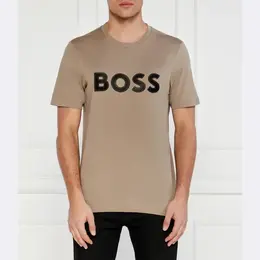BOSS: Футболка цвета хаки 