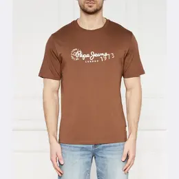 Pepe Jeans London: Коричневая футболка 