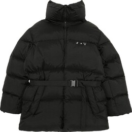 Off-White: Чёрный пуховик 