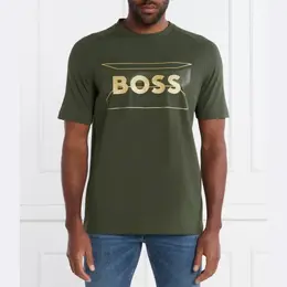 BOSS: Зелёная футболка 