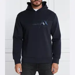 Armani Exchange: Синяя толстовка 