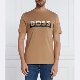 BOSS: Коричневая футболка 