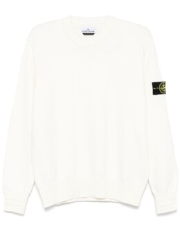 Stone Island: Белый свитер  Compass