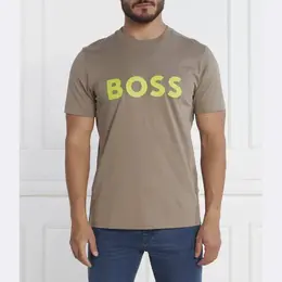 BOSS: Футболка цвета хаки 