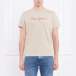 Pepe Jeans London: Бежевая футболка 