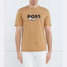 BOSS: Коричневая футболка 