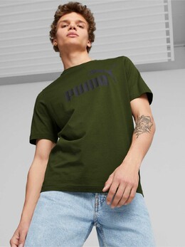 PUMA: Зелёная футболка  Ess