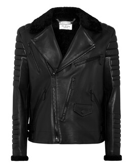 Philipp Plein: Кожаная дублёнка  Gothic Plein