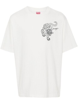 Kenzo: Белая футболка  Tiger