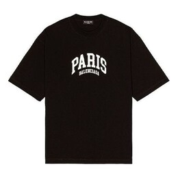 Balenciaga: Чёрная футболка  Paris