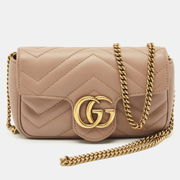 Gucci: Бежевая сумка через плечо  GG Marmont