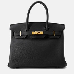 Hermes: Чёрная сумка-шоппер  Birkin 30