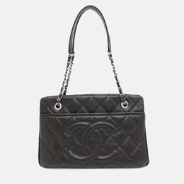 Chanel: Чёрная сумка-шоппер 