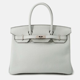 Hermes: Голубая сумка-шоппер  Birkin 30