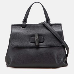 Gucci: Чёрная сумка  Bamboo