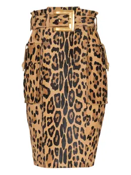 Balmain: Юбка с леопардовым принтом 