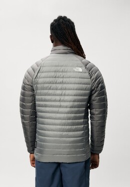 The North Face: Серый пуховик 