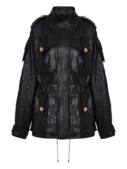 Balmain: Кожаный пуховик 