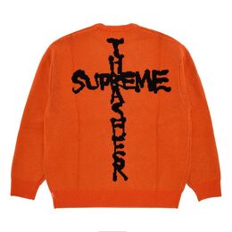 Supreme: Оранжевый свитер  Thrasher