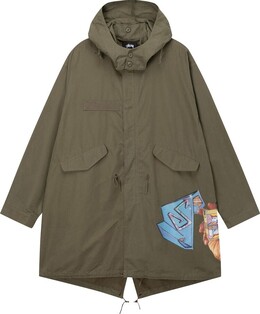 Stussy: Зелёный пуховик 